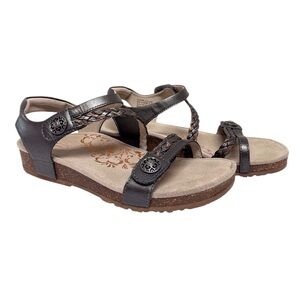 Aetrex Jillian Women's Braided Sandals Size-9 Gunmetal/Copper EUC